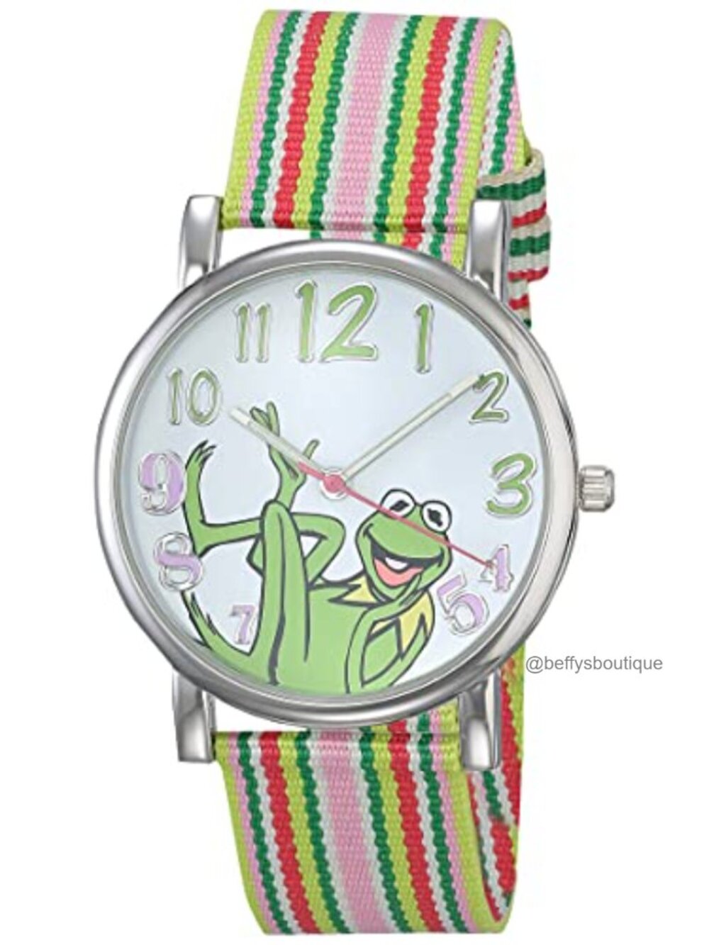 Accutime Muppets Kermit the Frog Dial Watch with Fabric Strap